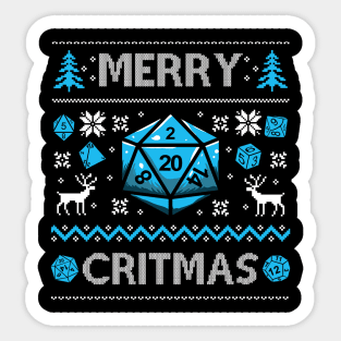 Merry Critmas Ugly Christmas Sweater For DND fans Sticker